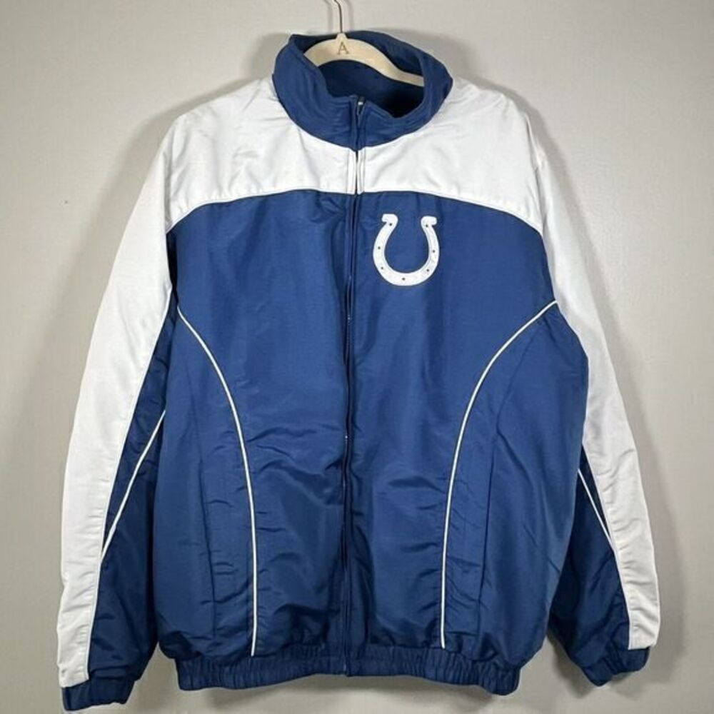 NFL Indianapolis Colts Full Royal Blue Zip REVERSIBLE Jacket Men‎ Large